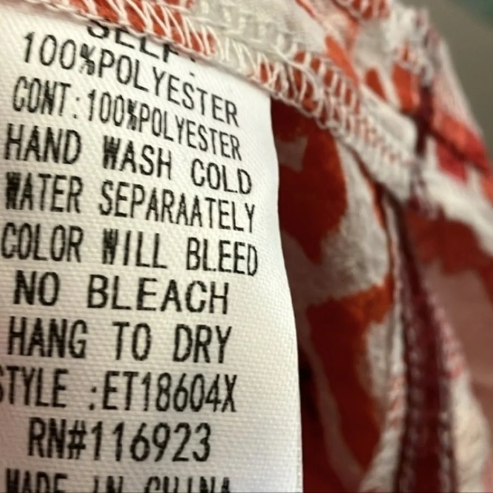 Easel "Lunch In The Garden" Orange and White Floral Boho Kimono, Size 3X. NWT - Picture 9 of 11